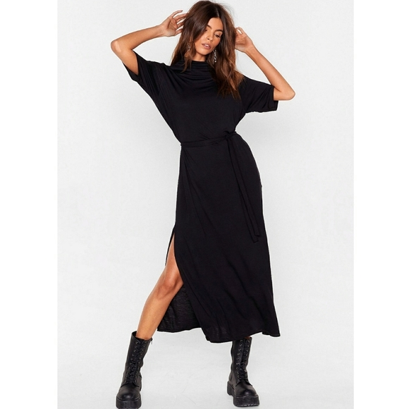 Nasty Gal Dresses & Skirts - NEW Nasty Gal| Mock Neck Jersey Slit Midi Dress 8